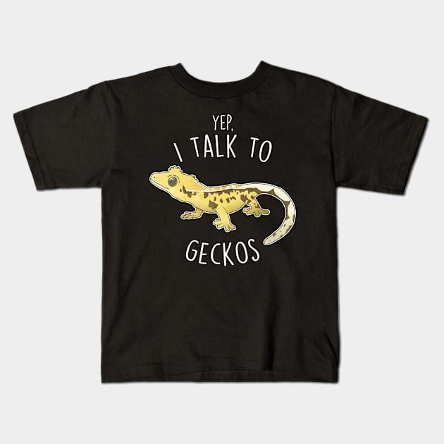 I Talk To Crested Gecko Lizard Reptile Kids T-Shirt by Psitta